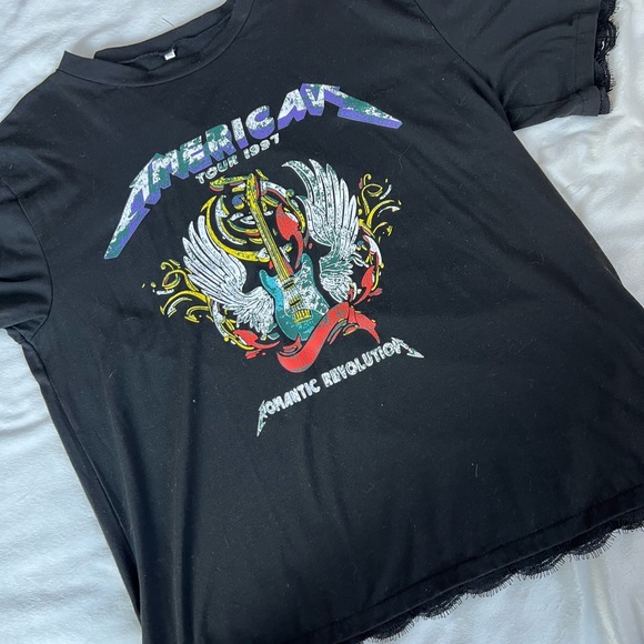 SHEIN BAND TEE W/ LACE TRIM - Picture 8 of 11